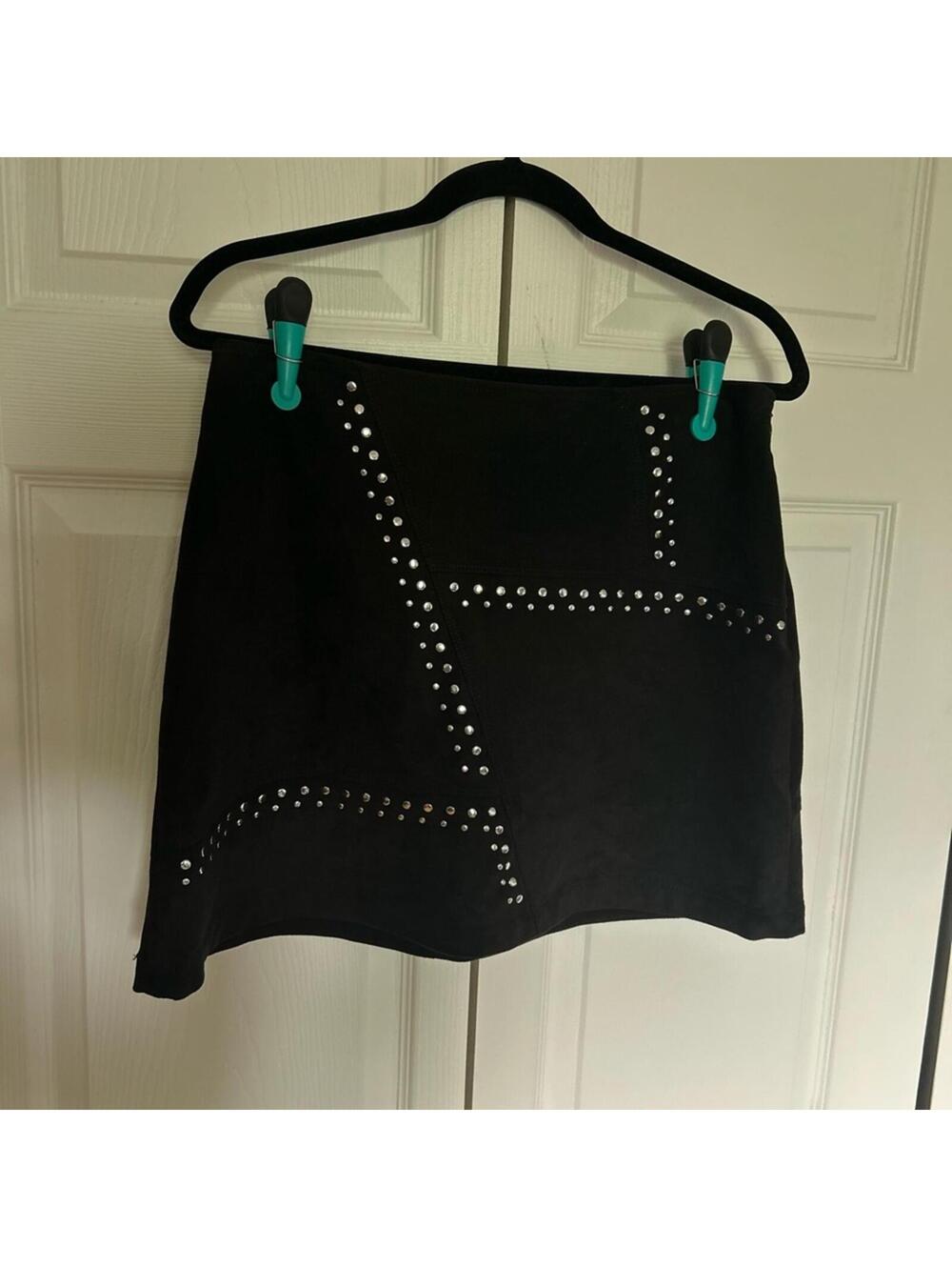Express Black Embellished Mini Pencil Skirt